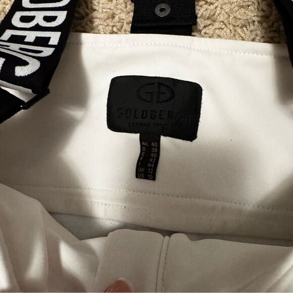 GOLDBERGH WOMEN'S HIGH END SALOPETTE SKI PANTS BIB WHITE BLACK US 10 - Picture 2 of 7
